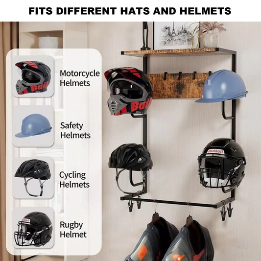 Wooden Motorcycle Helmet Rack