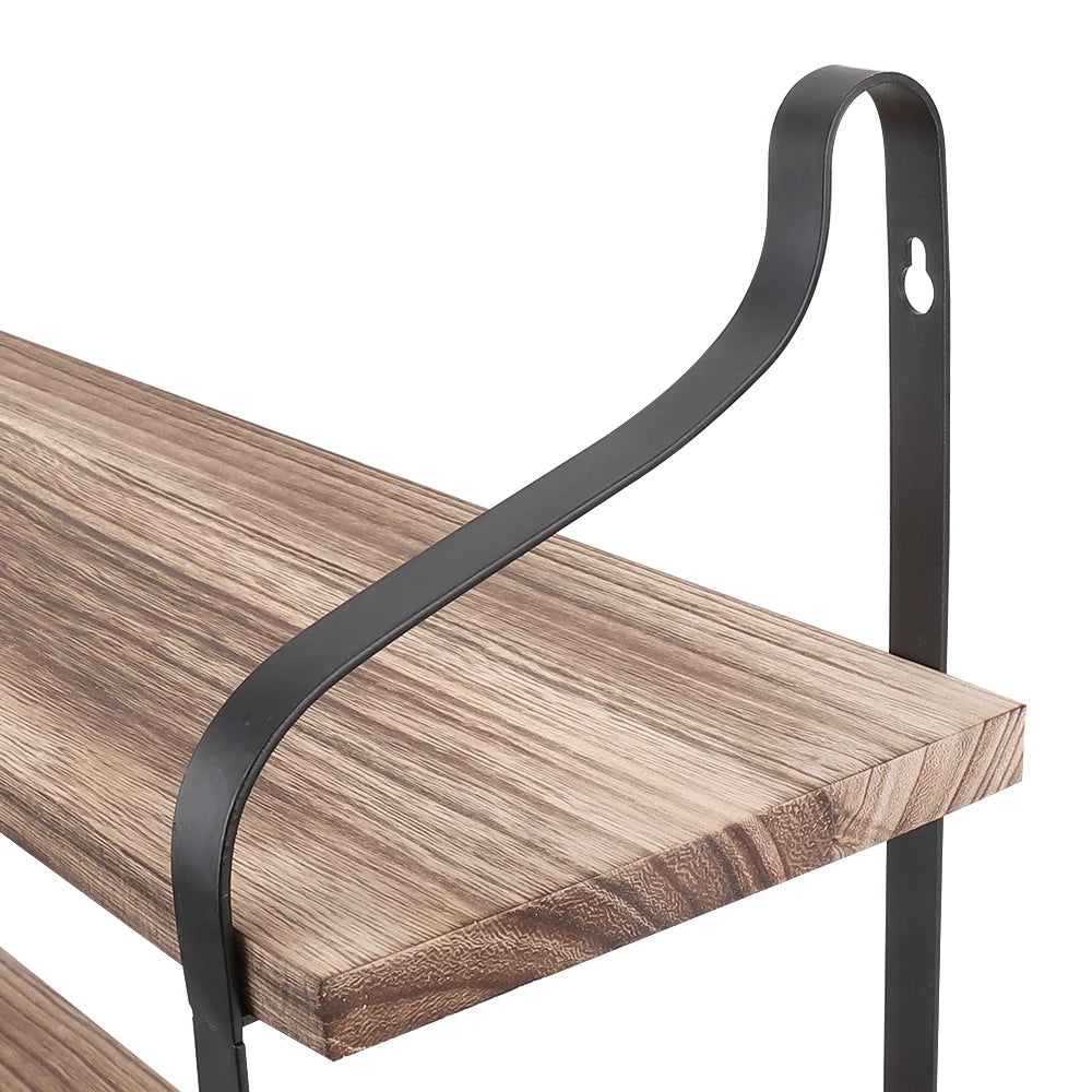 2-Tier Wooden Floating Wall Shelf