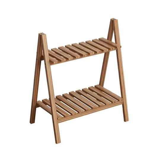 Wooden Floor Plant Stand 2-Tier Foldable