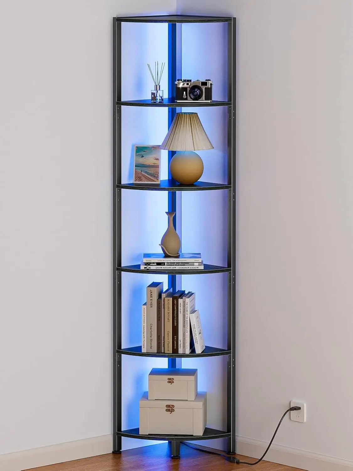 6-Tier Corner Shelf with LED Lights