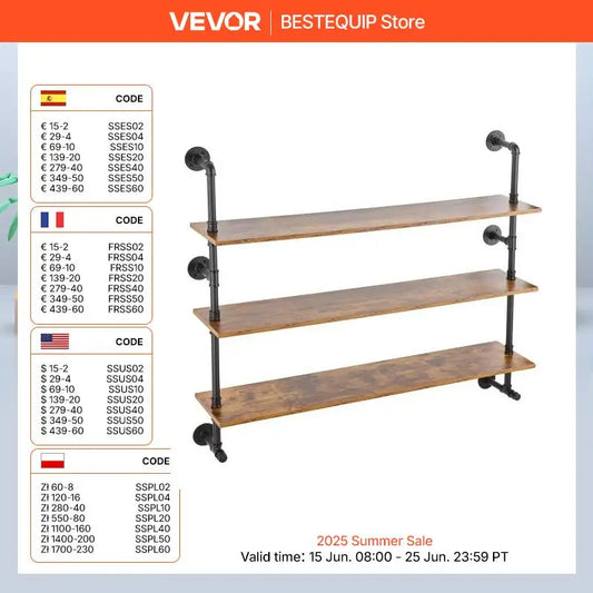 Industrial Pipe Wood Shelves