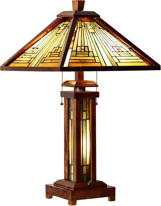 Wood Base Table Lamp 3-Light