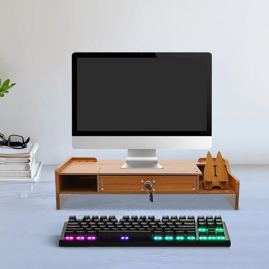 Wooden Desk Organizer Laptop Computer Monitor Stand