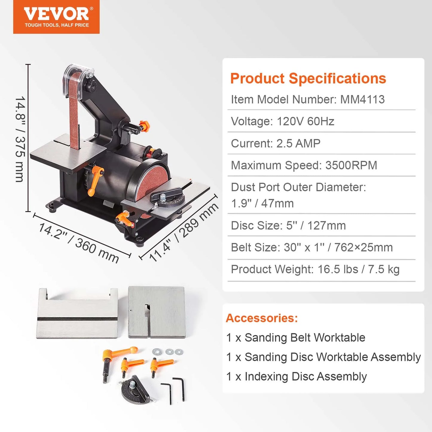 Belt Disc Sander Combo Bench Tool