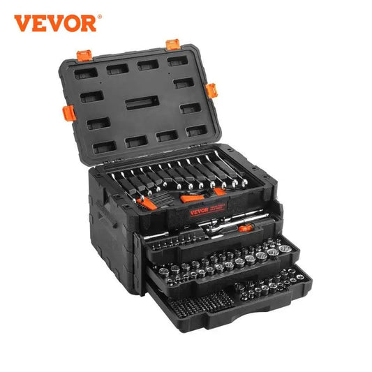 Mechanics Tool Set and Socket Set 450 Pcs 1/4" 3/8" 1/2" Drive Deep and Standard Sockets