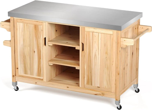 XL Solid Wood Outdoor Table and Storage Cabinet