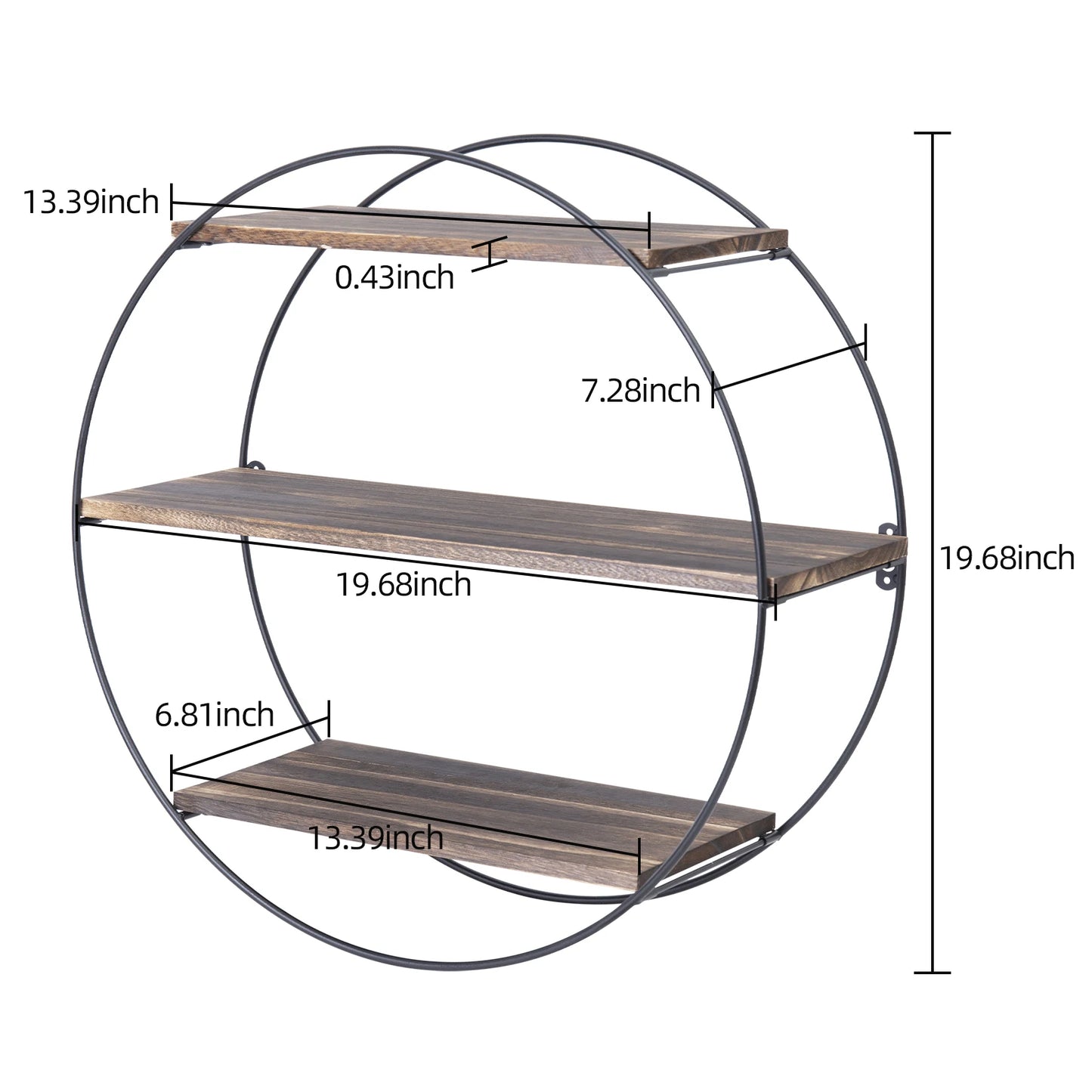 3-Tier Wooden Round Wall Hanging Shelf