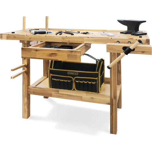 48-Inch Acacia Hardwood Workbench with Drawer