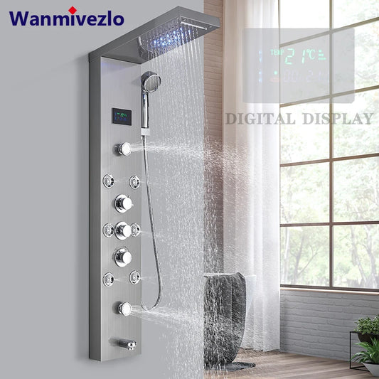 Rainfall Shower Panel Faucet Set LED System