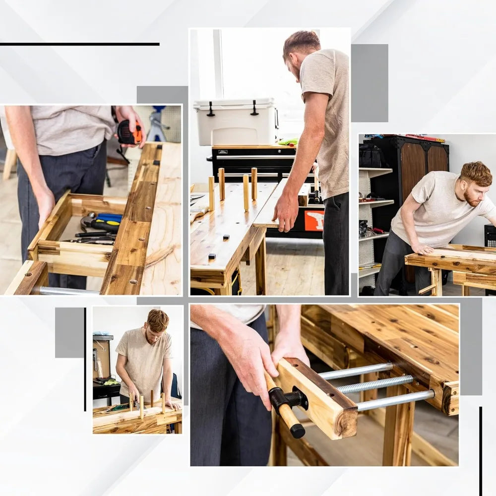 48-Inch Acacia Hardwood Workbench with Drawer