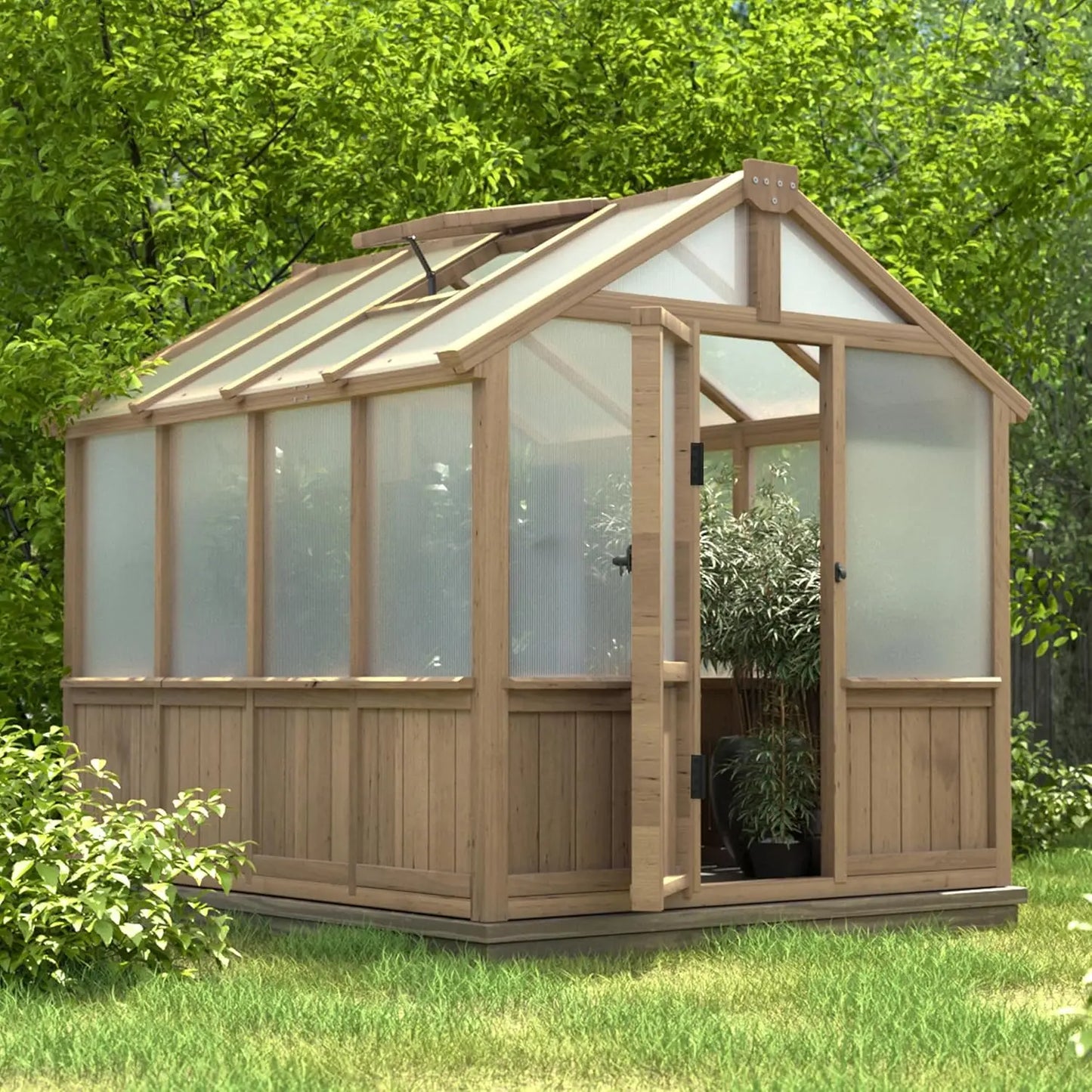 Wooden Greenhouse with Adjustable Vent