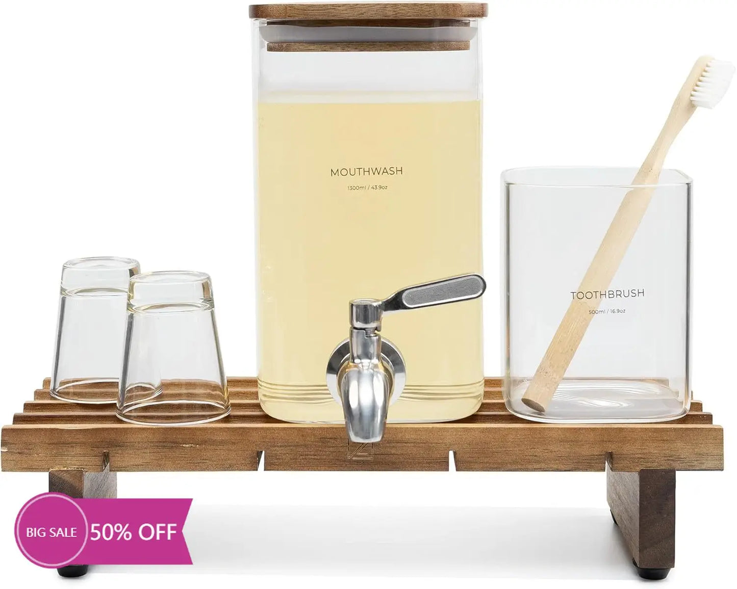 Glass Mouthwash Dispenser for Bathroom