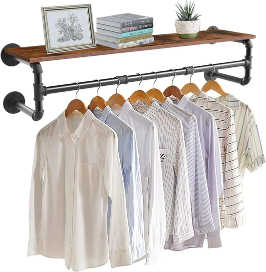 Wall Mounted Clothes Hanging with Shelf