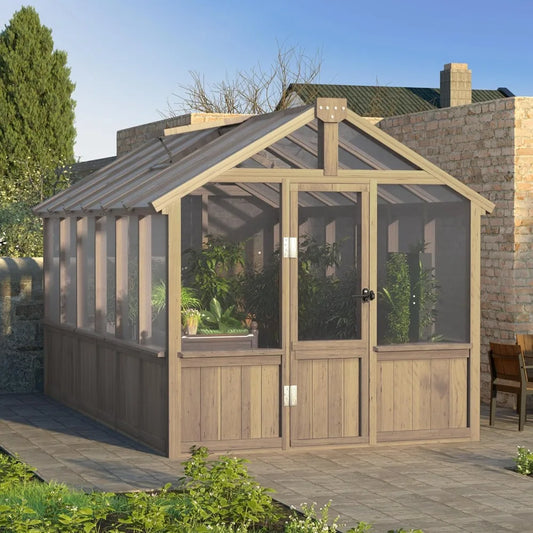 Wooden Greenhouse with Adjustable Vent