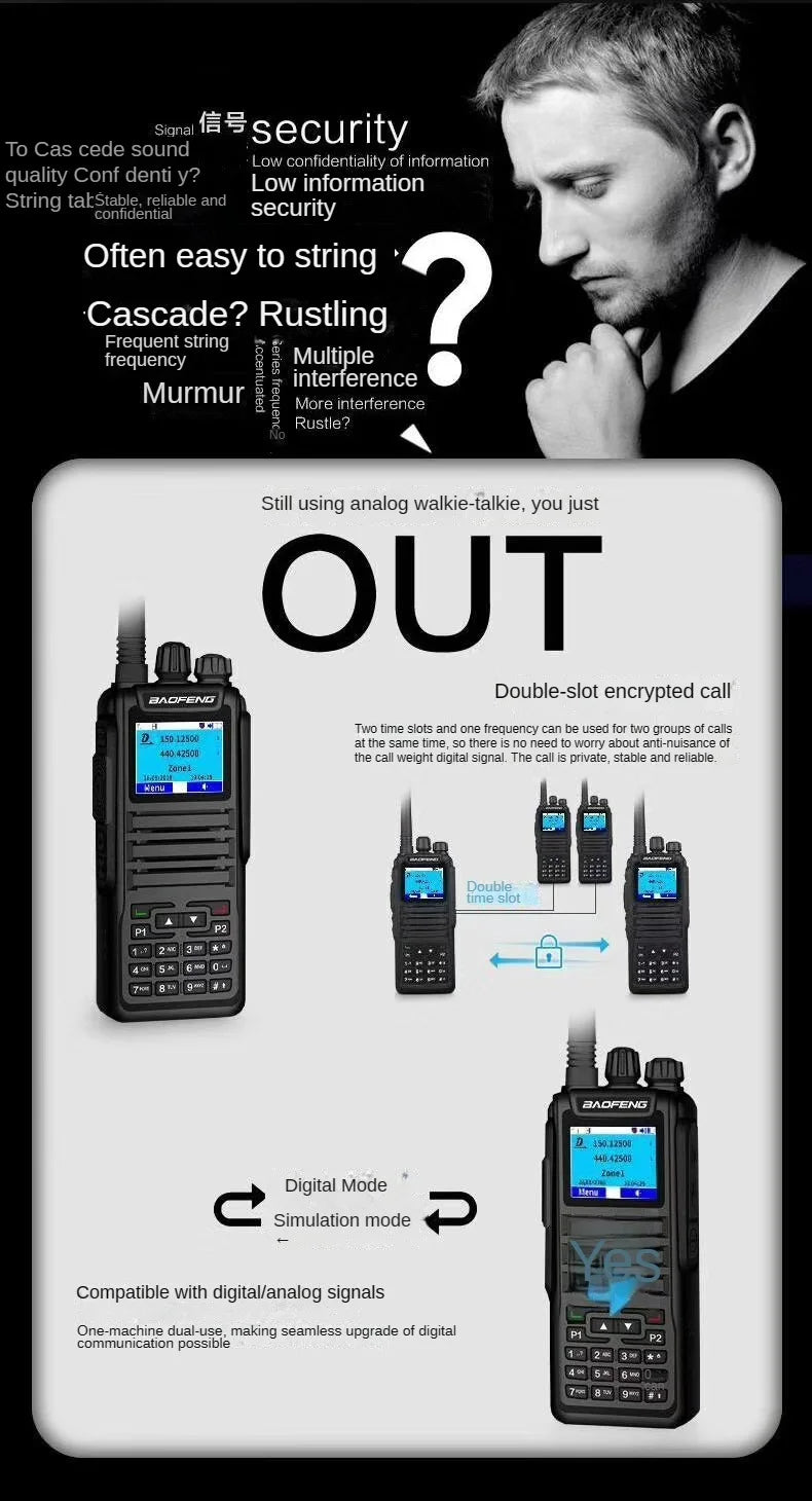 Dual Mode Analog and Digital Walkie Talkie