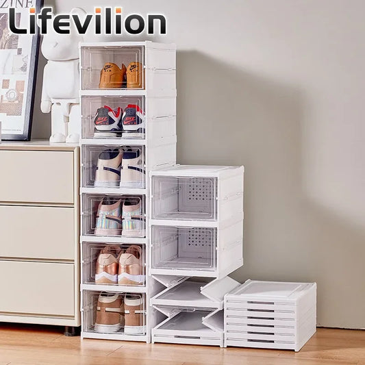 Shoe Box Foldable Transparent Sneaker Storage Organizer